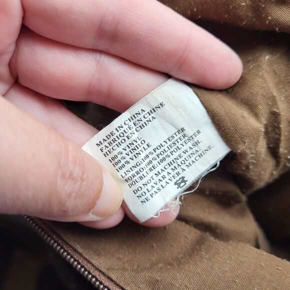 American Eagle Payless Crossbody Tote Bag Soft Brown Vinyl With Adjustable Strap - Picture 13 of 14